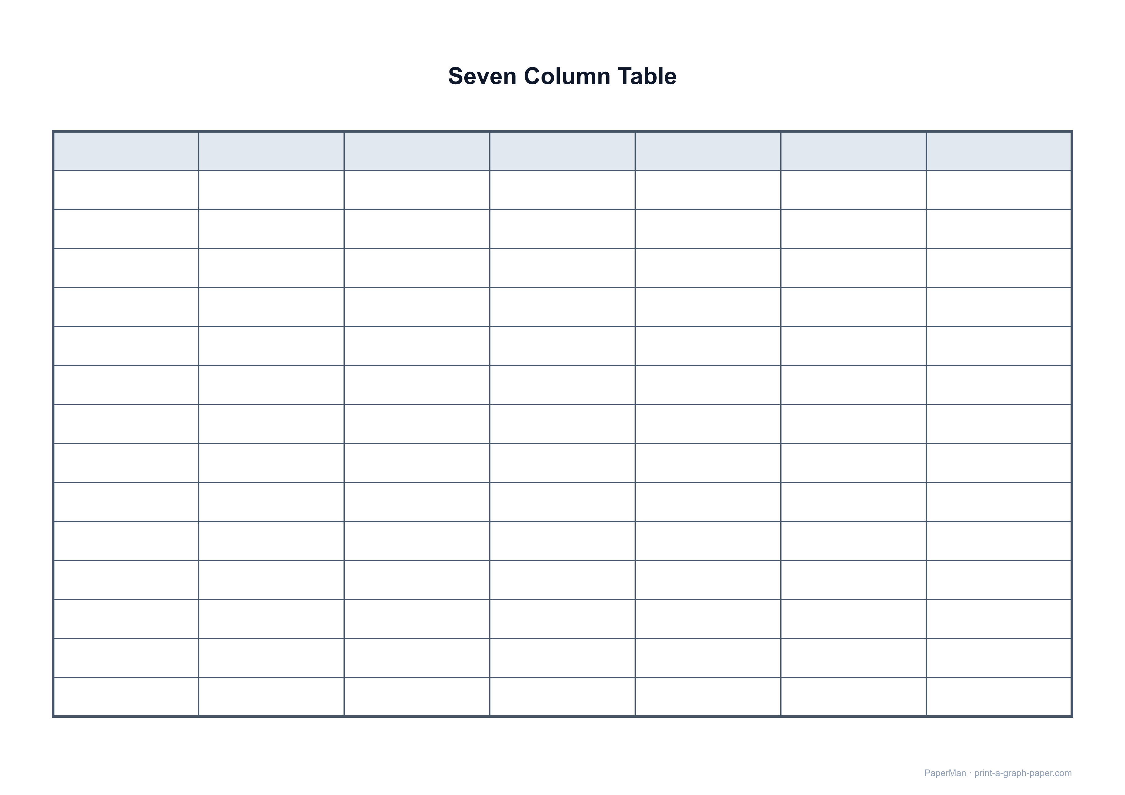 7 Column Landscape Table preview