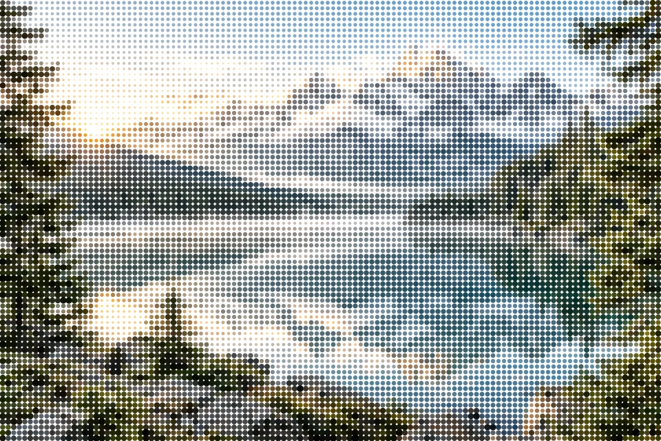 Color dots: alpine lake poster example