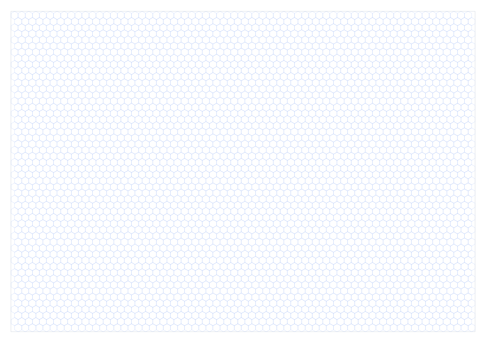 A2 Landscape 5mm Pointy Top Hex Grid Paper PDF preview