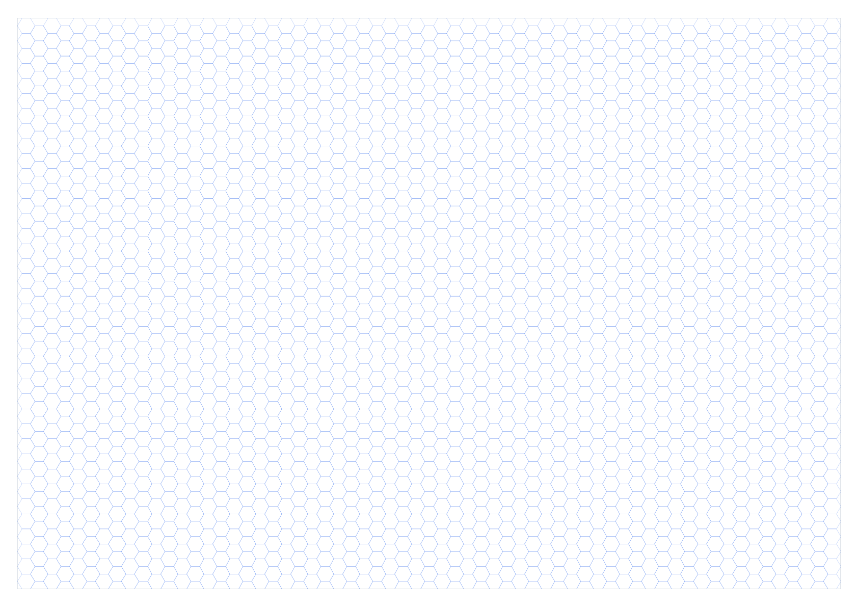 A2 Landscape 6mm Hex Grid Paper PDF preview