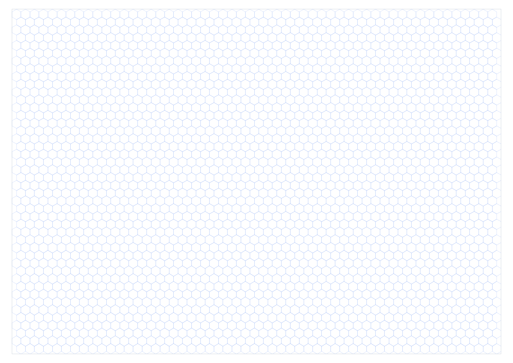A2 Landscape 6mm Pointy Top Hex Grid Paper PDF preview