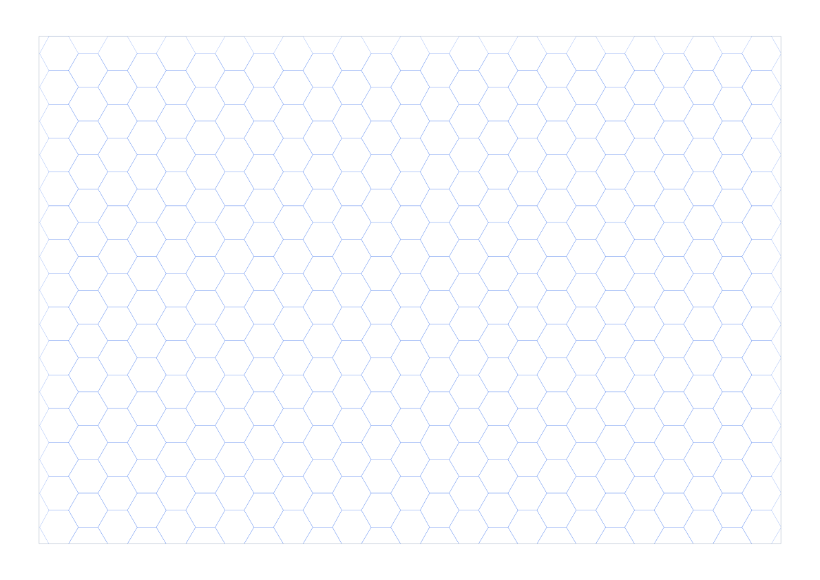 A3 Landscape 10mm Hex Grid Paper PDF preview