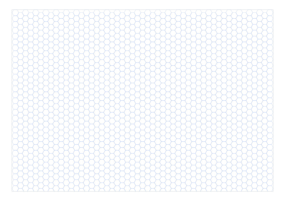 A3 Landscape 5mm Hex Grid Paper PDF preview
