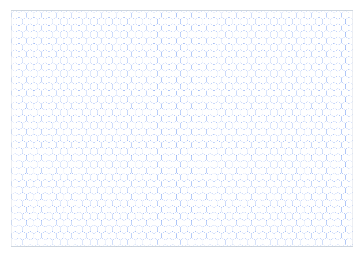 A3 Landscape 5mm Pointy Top Hex Grid Paper PDF preview