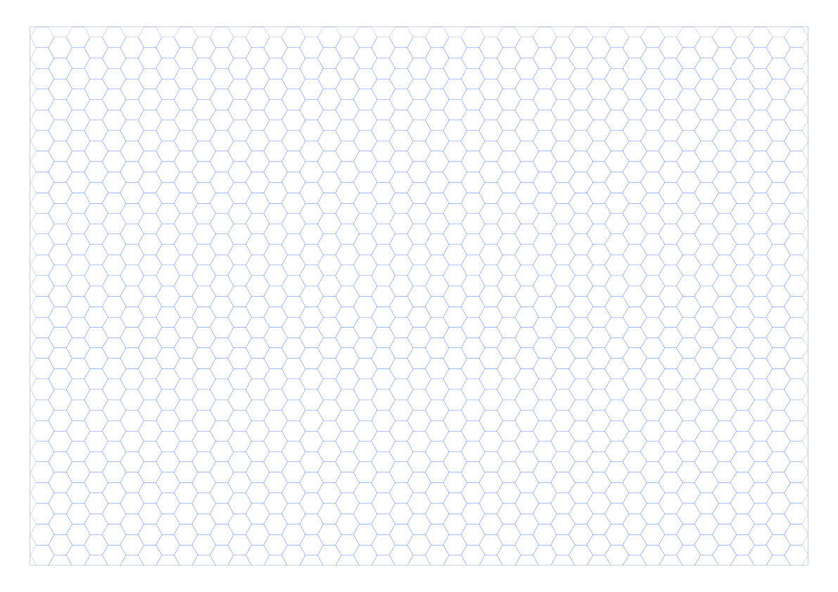 A3 Landscape 6mm Hex Grid Paper PDF preview