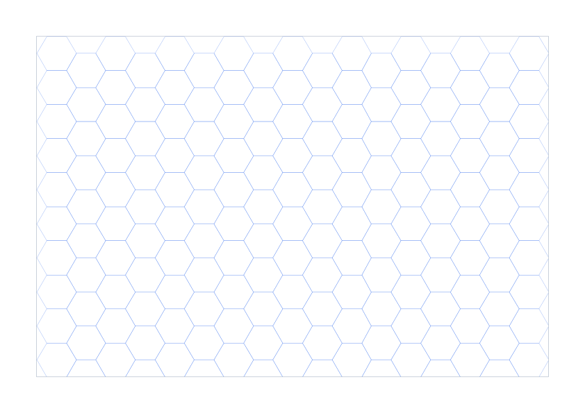 A4 Landscape 10mm Hex Grid Paper PDF preview
