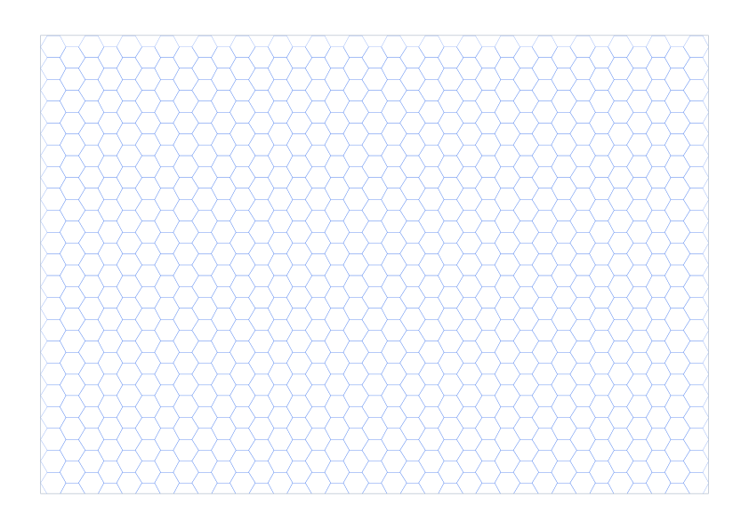 A4 Landscape 5mm Hex Grid Paper PDF preview
