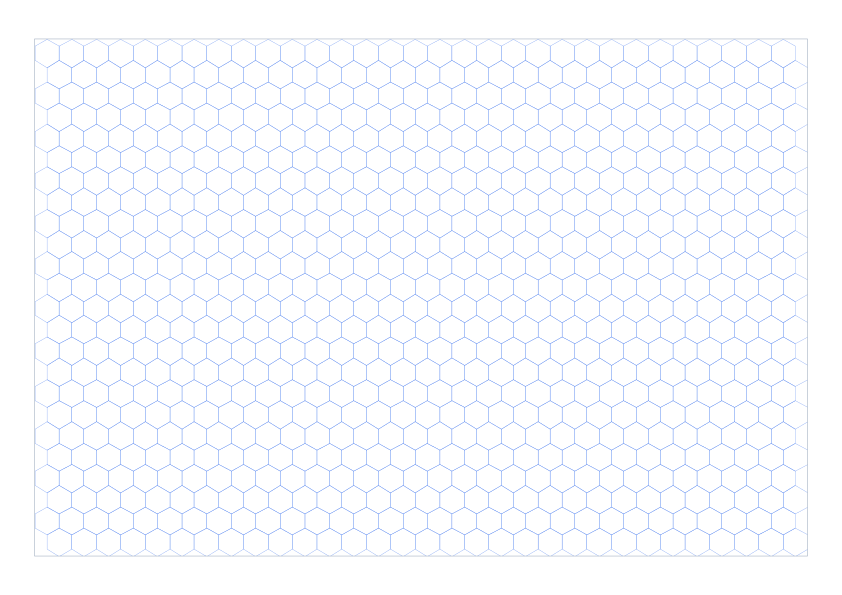 A4 Landscape 5mm Pointy Top Hex Grid Paper PDF preview