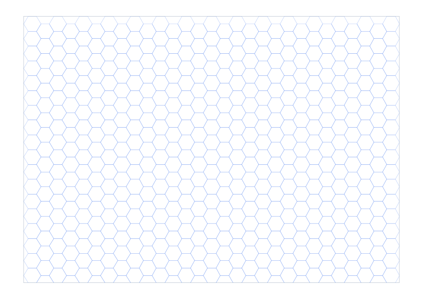 A4 Landscape 6mm Hex Grid Paper PDF preview