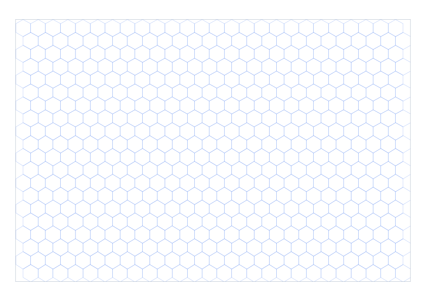 A4 Landscape 6mm Pointy Top Hex Grid Paper PDF preview