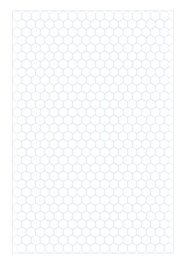 A4 6mm Pointy Top Hex Grid Paper PDF preview
