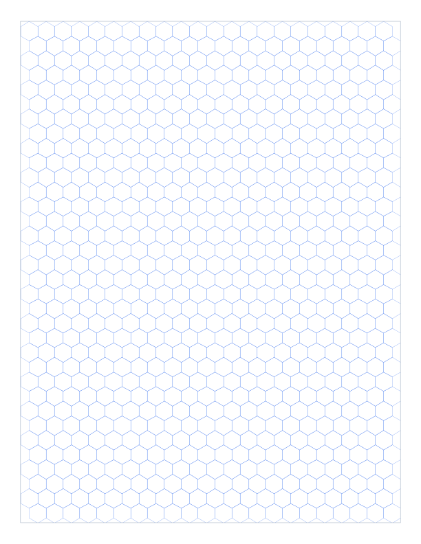 Letter 5mm Pointy Top Hex Grid Paper PDF preview