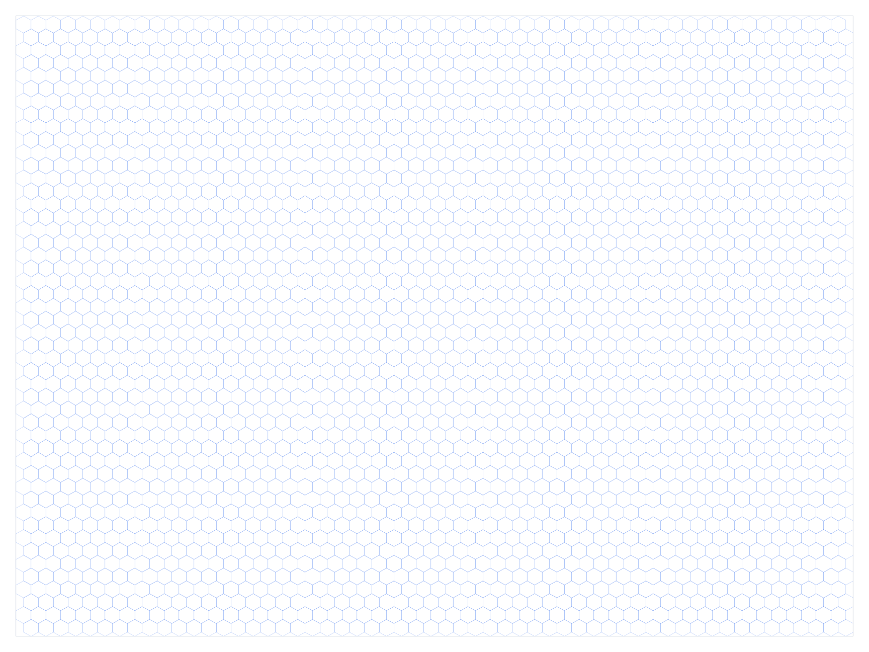Poster Landscape 6mm Pointy Top Hex Grid Paper PDF preview