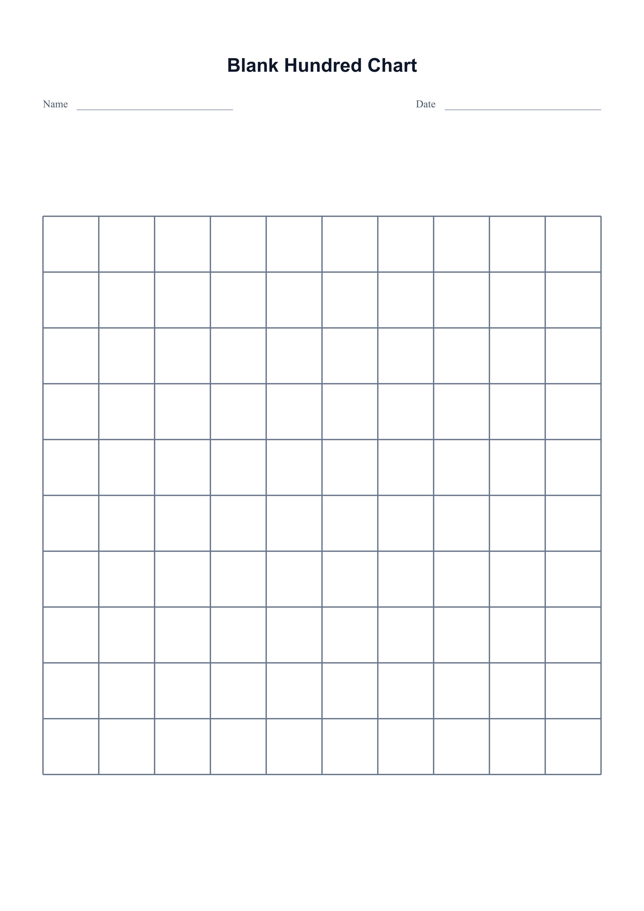 Blank Hundred Chart preview