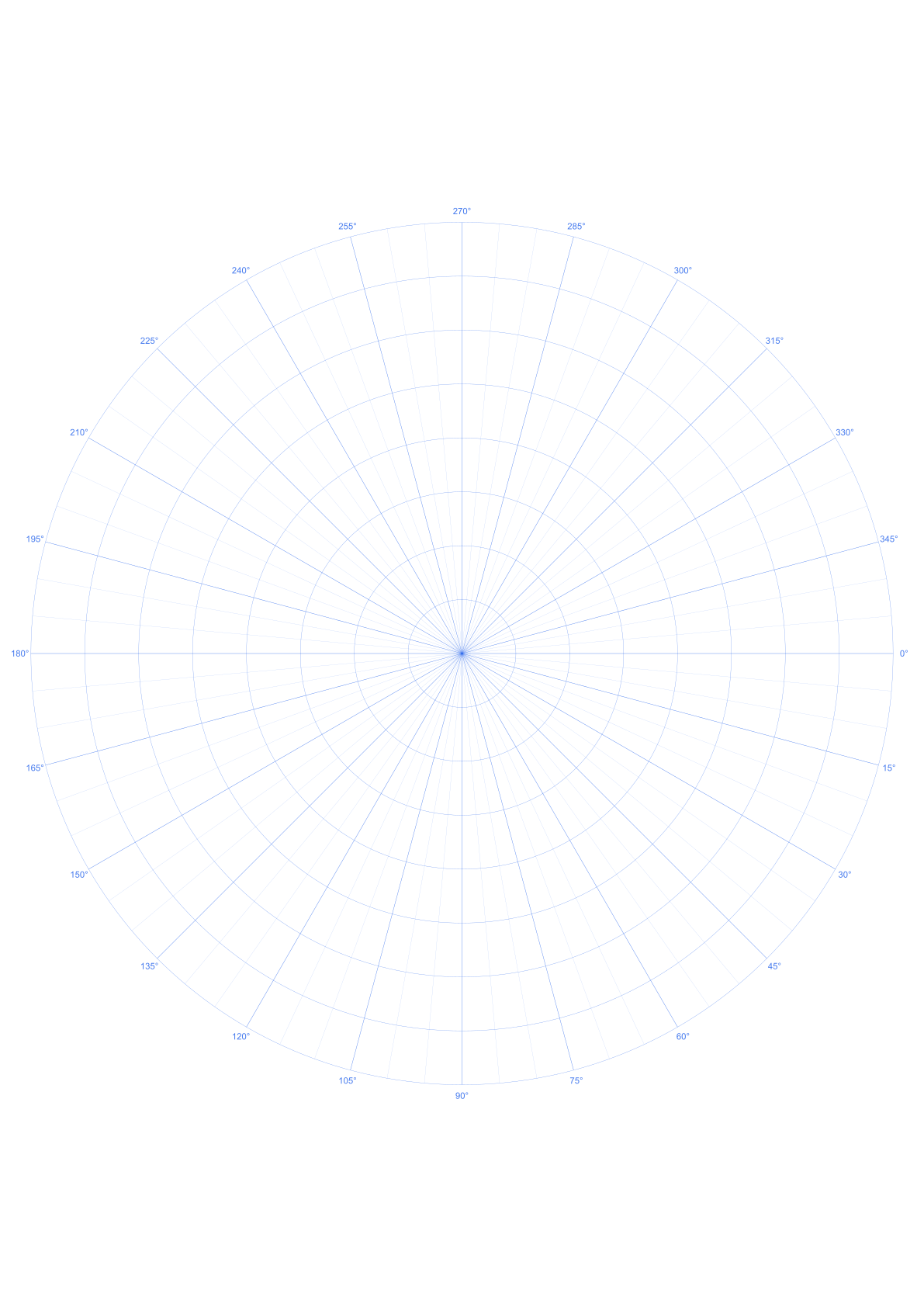 A2 15 degree Polar Graph Paper PDF preview
