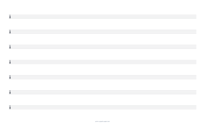 US Legal landscape 4-string tab paper preview