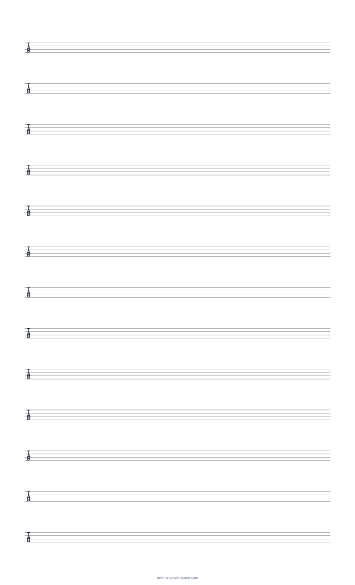 US Legal portrait 4-string tab paper preview