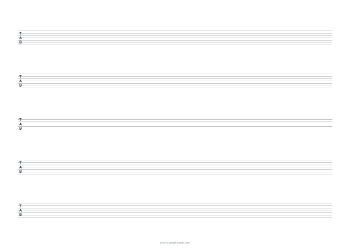 A4 landscape 7-string tab paper preview