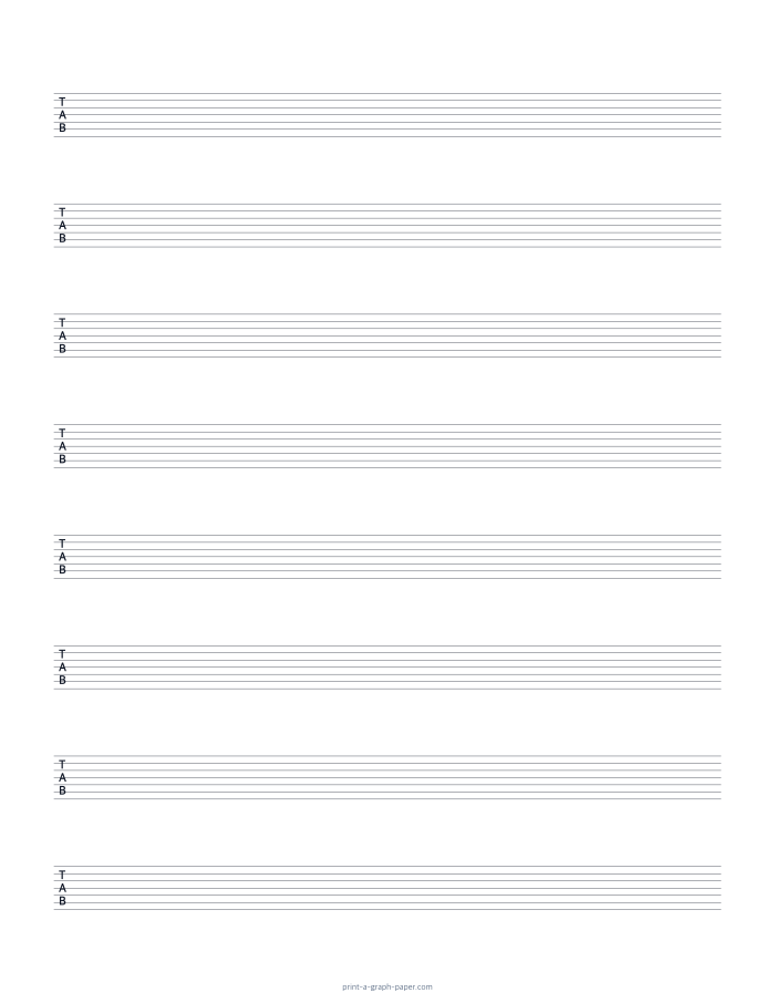 US Letter portrait 7-string tab paper preview