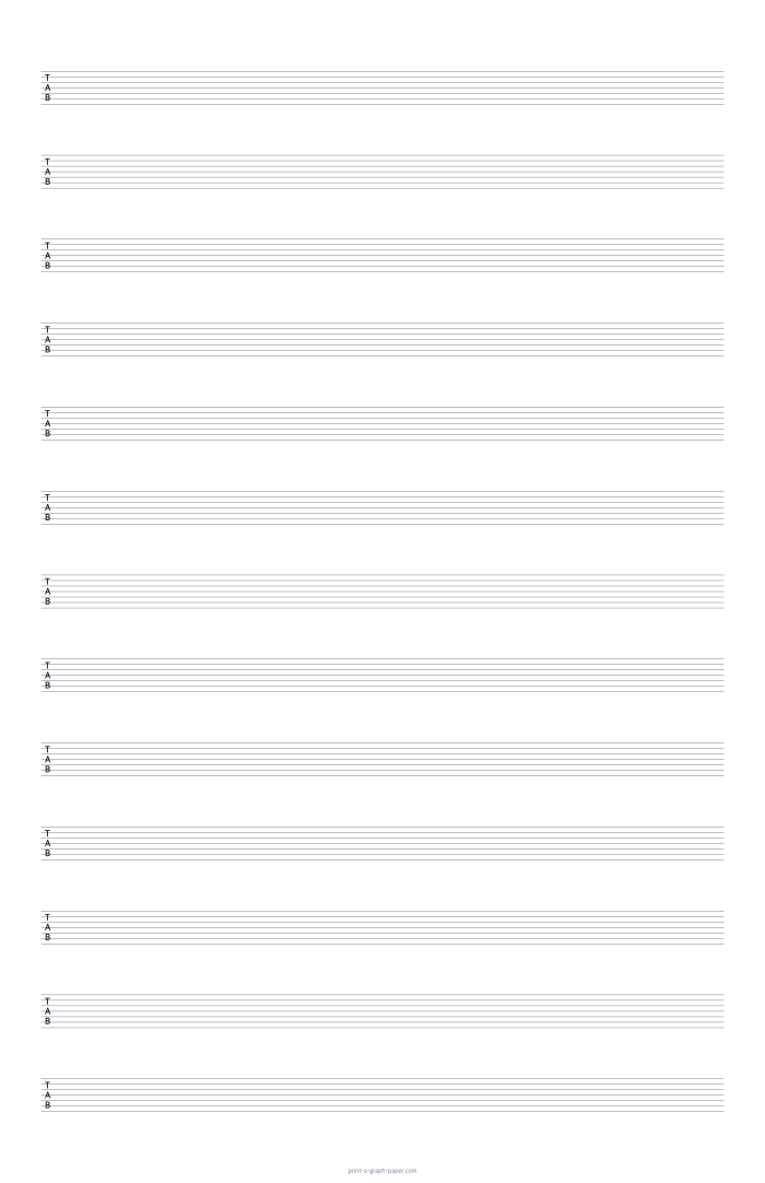 11 × 17 Tabloid portrait 7-string tab paper preview