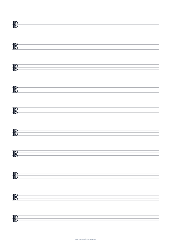 Alto Clef Staff Paper, A4 preview