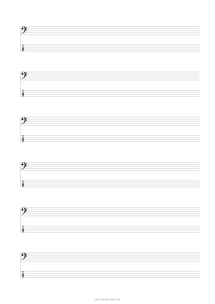Bass Clef and 4-String TAB Paper, A4 preview