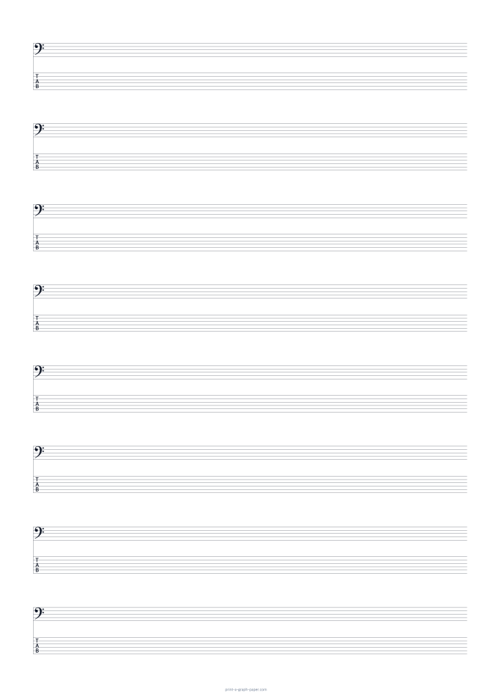 A3 portrait bass clef and 6-string tab paper preview