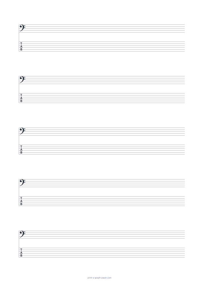 Bass Clef and 6-String TAB Paper, A4 preview