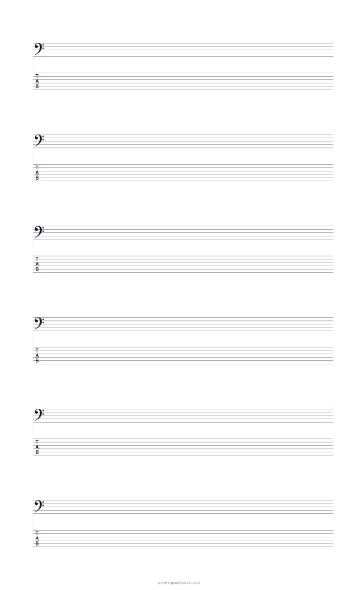 US Legal portrait bass clef and 6-string tab paper preview