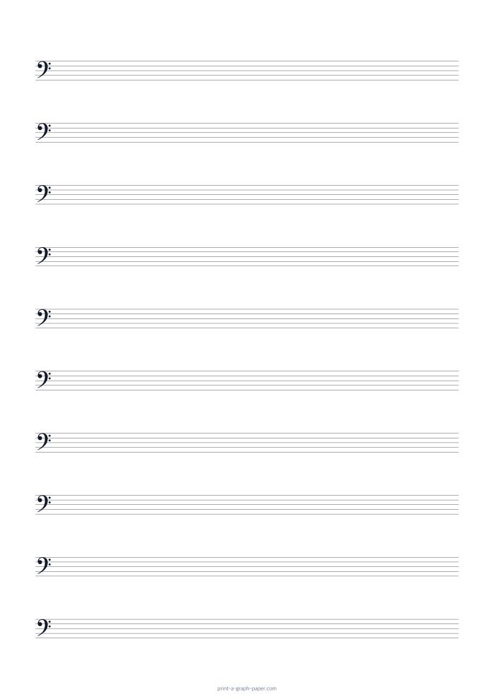 Bass Clef Staff Paper, A4 preview