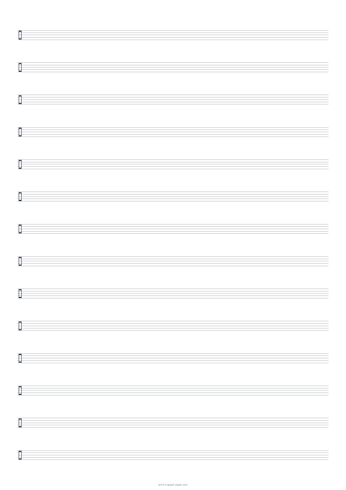 A3 portrait drum staff paper with alternate clef preview
