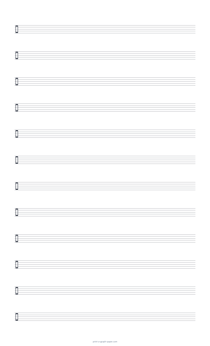 US Legal portrait drum staff paper with alternate clef preview