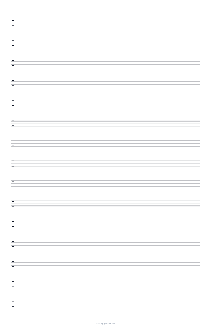 11 × 17 Tabloid portrait drum staff paper with alternate clef preview