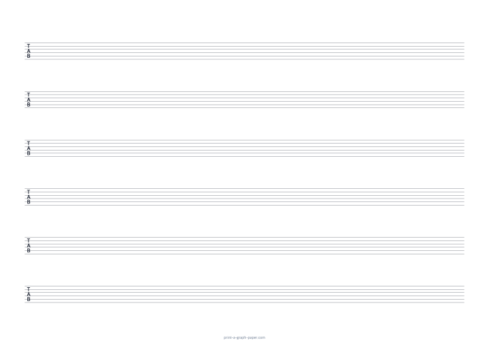 A4 landscape guitar tab paper preview