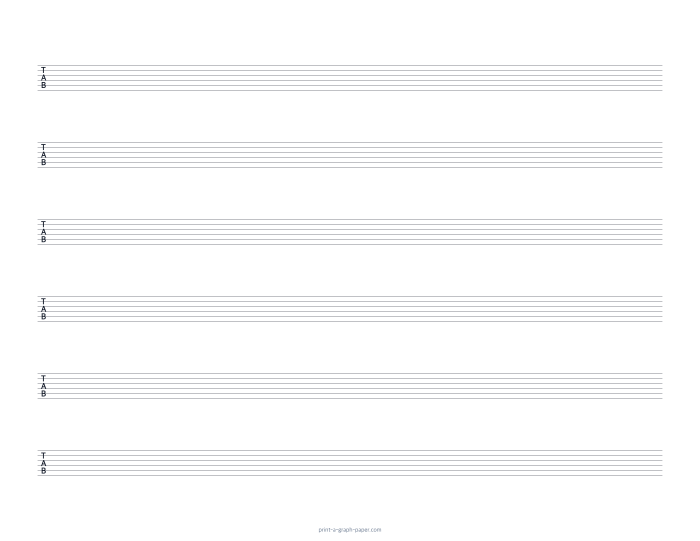 US Letter landscape guitar tab paper preview