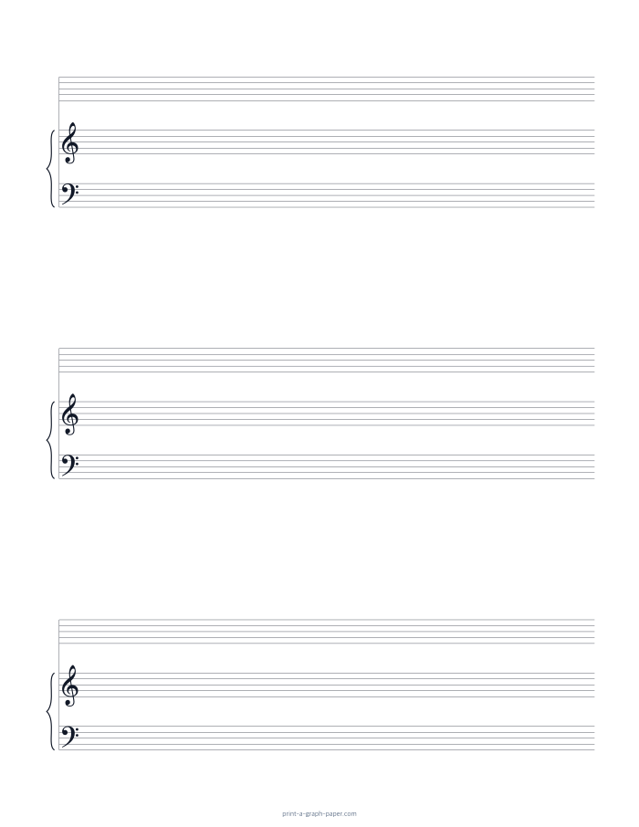 US Letter portrait piano and blank staff paper preview