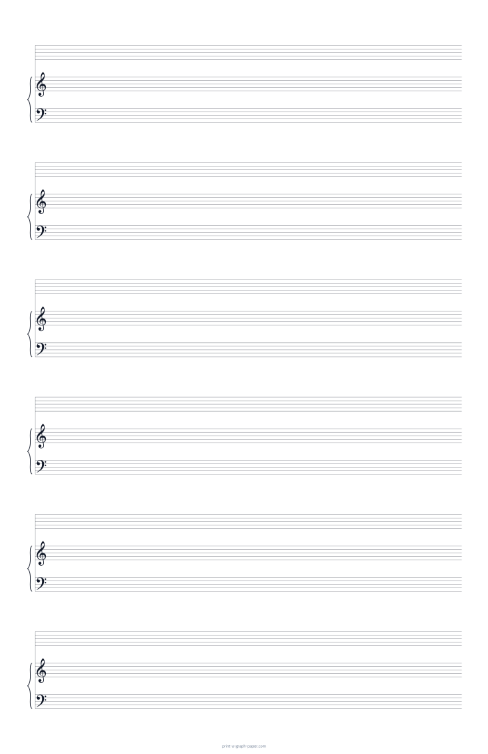 11 × 17 Tabloid portrait piano and blank staff paper preview
