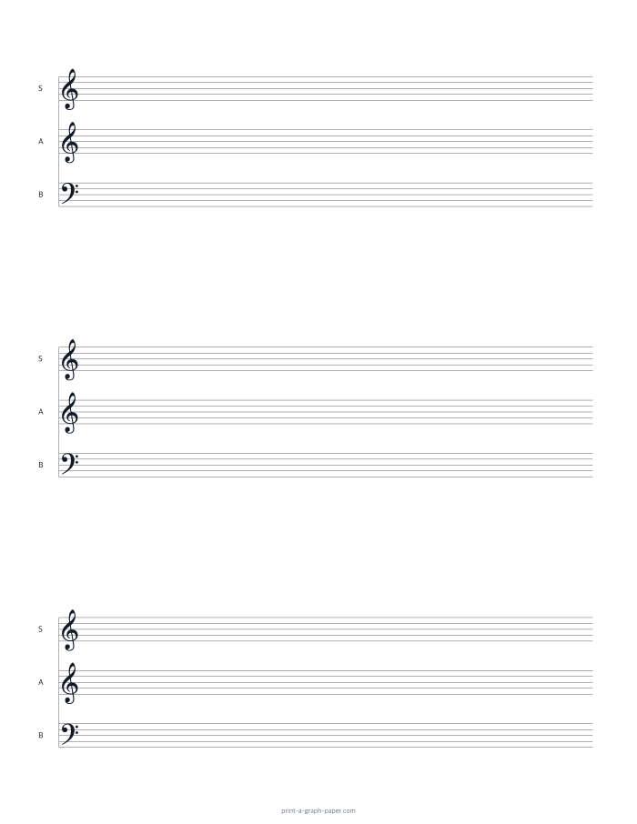 US Letter portrait sab choir staff paper preview