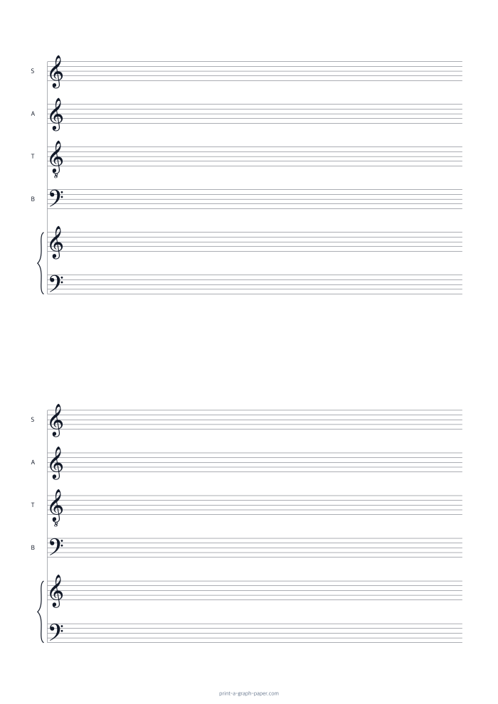 SATB and Piano Staff Paper, A4 preview