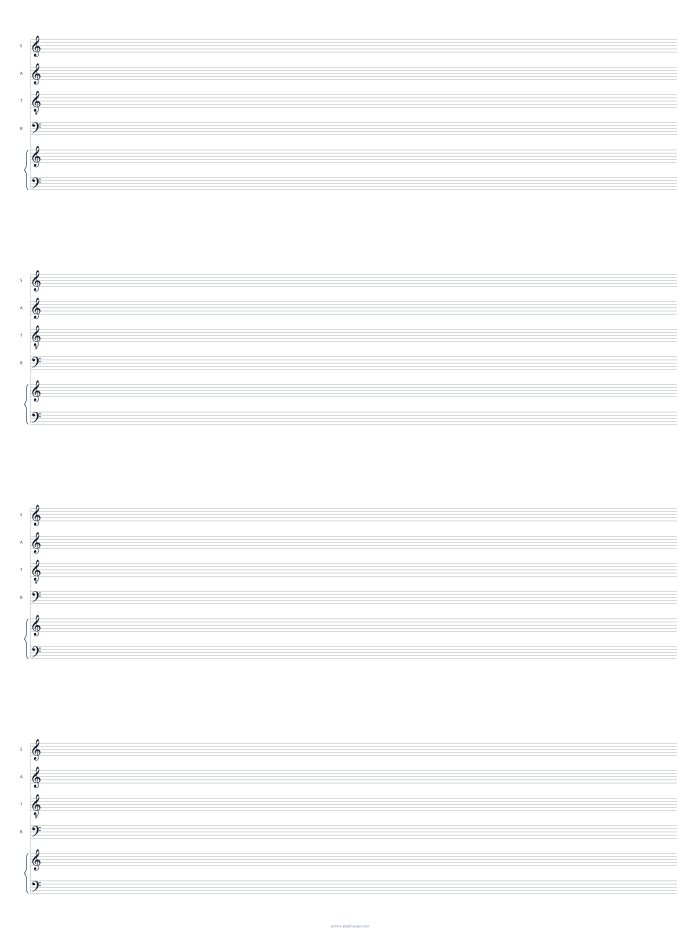 18 × 24 Poster portrait satb and piano staff paper preview