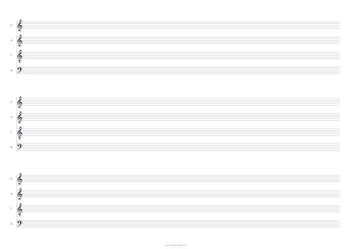 A3 landscape satb choir staff paper preview