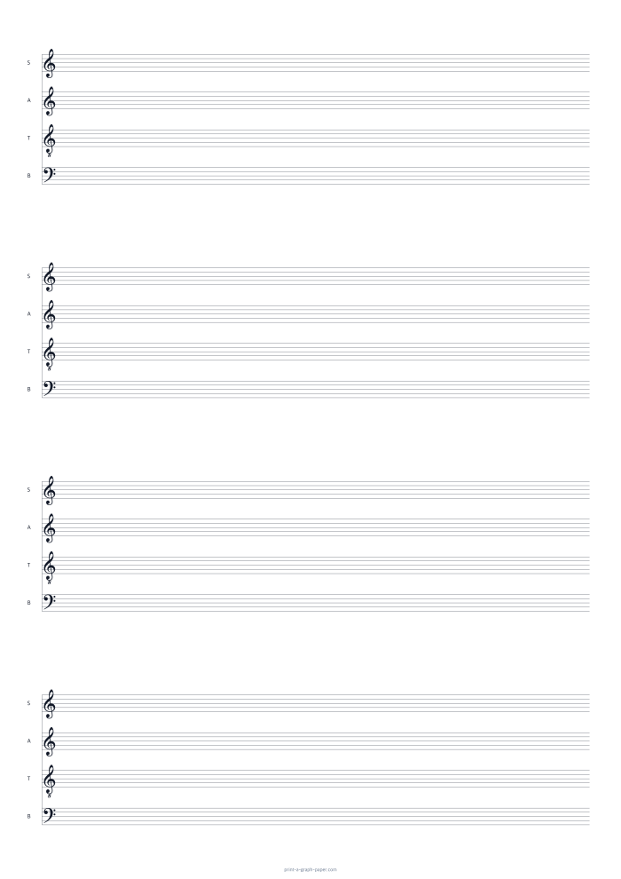 A3 portrait satb choir staff paper preview