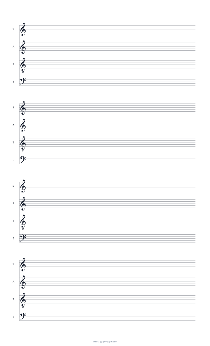 US Legal portrait satb choir staff paper preview