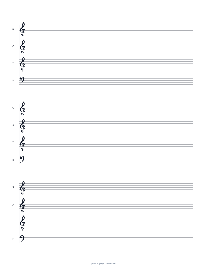 US Letter portrait satb choir staff paper preview