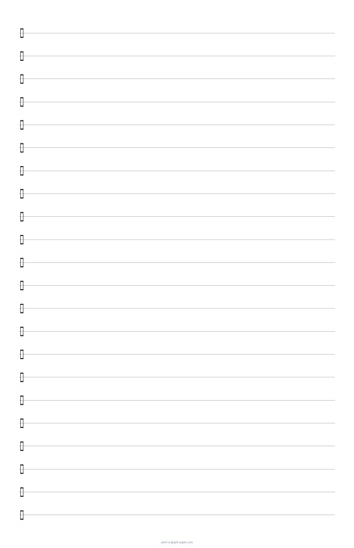11 × 17 Tabloid portrait single-line percussion paper with alternate clef preview