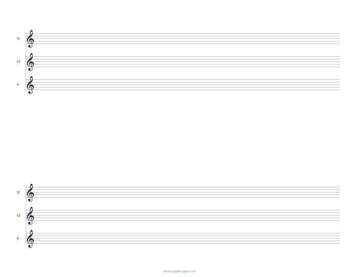 US Letter landscape ssa choir staff paper preview