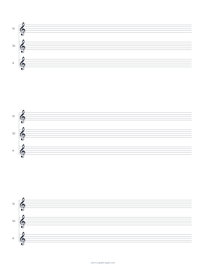 US Letter portrait ssa choir staff paper preview
