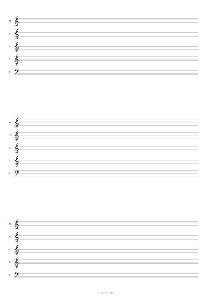 A3 portrait ssatb choir staff paper preview