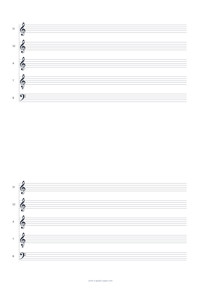 SSATB Choir Staff Paper, A4 preview