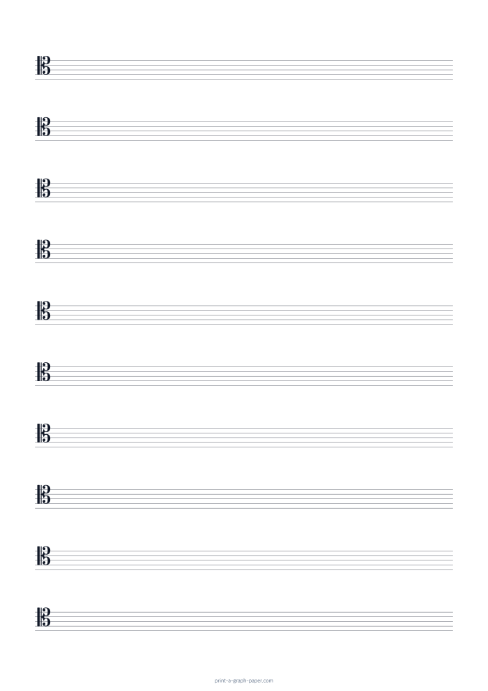 Tenor Clef Staff Paper, A4 preview